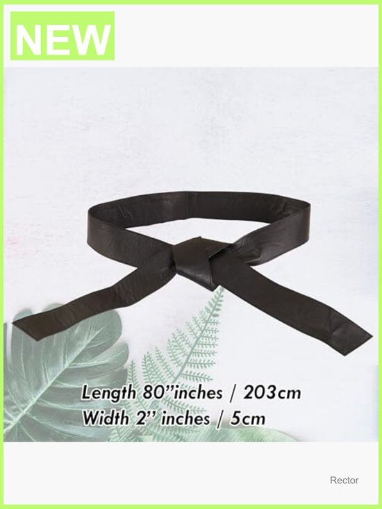 Plus Size Wide Genuine Leather Obi Belt Tie Waist Sash main image 2